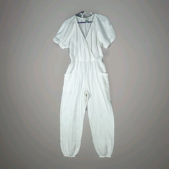 l*space Pants - L Space Jumpsuit Womens Medium Gauze Puff Sleeve Pockets Boho Romper